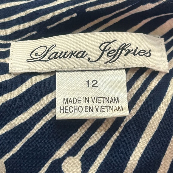 Laura Jeffries | NWT Size 12 Blue/White Geo Print Dress - Picture 6 of 6